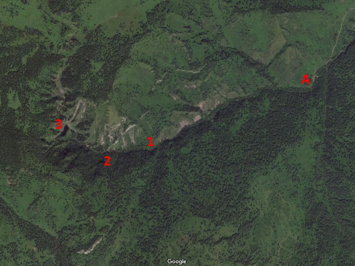 Каскад водопадов на реке Шинок на Google.Maps