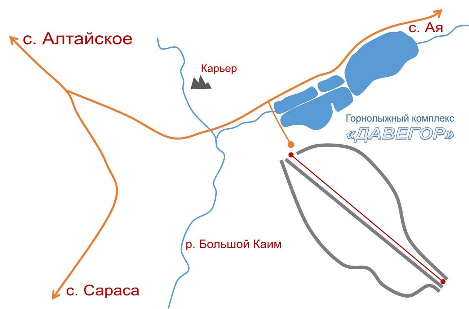 Схема проезда до горнолыжного комплекса «Давегор»